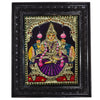 11"x8" Gold Tanjore Painting of MahaLakshmi (Purple Saree), The goddess who dispel darkness and eradicate all afflictions
