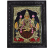 11"x8" Gold Tanjore Painting of MahaLakshmi (Dark Brown Saree), The goddess who dispel darkness and eradicate all afflictions (Copy)