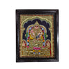 15"x12" Gold Tanjore Painting of Lord Kubera With Goddess Lakshmi, Puja Room Wall Decor