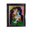 15"x12" Gold Tanjore Painting of Yashodha Krishnan, Teakwood Frame, Beautiful Gift for Baby Shower, It's a Boy! Good News, Single Mother Gifting