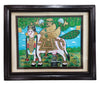 21"x17"  Gold Tanjore Painting of Komadhenu, Living Hall Wall Decor, Dinning Room Wall Hangings