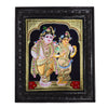 18x15 Gold Foil Tanjore Painting of Radha Krishna Home Room Wall Decors