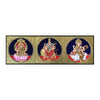 13"x33" Lakshmi, Durgai Amman, Saraswati Tanjore Painting, 3-in-1 Wall Painting For Your New Home or Office