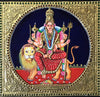 13"x33" Lakshmi, Durgai Amman, Saraswati Tanjore Painting, 3-in-1 Wall Painting For Your New Home or Office