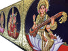 13"x33" Lakshmi, Durgai Amman, Saraswati Tanjore Painting, 3-in-1 Wall Painting For Your New Home or Office