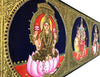 13"x33" Lakshmi, Durgai Amman, Saraswati Tanjore Painting, 3-in-1 Wall Painting For Your New Home or Office