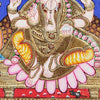 18"x15" Vinayagar Tanjore Painting, Antique + Semi-Embossed Style, Studded With Swarovski Stones. Apt For Ganesha Puja