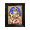 18"x15" Vinayagar Tanjore Painting, Antique + Semi-Embossed Style, Studded With Swarovski Stones. Apt For Ganesha Puja