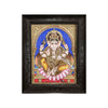 18"x15" Vinayagar Tanjore Painting, Antique + Semi-Embossed Style, Studded With Swarovski Stones. Apt For Ganesha Puja