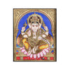 18"x15" Vinayagar Tanjore Painting, Antique + Semi-Embossed Style, Studded With Swarovski Stones. Apt For Ganesha Puja