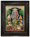 18"x15" Satyanarayana Swamy Tanjore Painting, Blesses with health, wealth, prosperity, education, relief from troubles & sickness