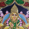 18" Lakshmi Tanjore Painting, Green Sari, Teakwood Frame