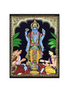 18"x15" Lord Veera Venkata Satyanarayana Swamy Tanjore Painting, Semi-Embossed Style, Bestows Good Health, Prosperity, Success, And Happiness Price: