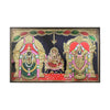 18"x27" 2D Semi Embossed Gold Tanjore Painting of Thaayar & Perumal, Wedding Anniversary Gift