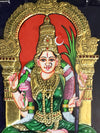 23"x19" Gold Tanjore Painting Kamakshi Amman In Green Sari, Fulfills All Our Wishes Through Her Eyes, Home & Living Decor, Wall Decor