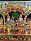 40"x29" Tanjore Painting of Madurai Meenakshi Kalyanam, & Wedding Rich Wall Decor, Semi-Embossed 2D Style, Made To Order
