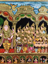 40"x29" Tanjore Painting of Madurai Meenakshi Kalyanam, & Wedding Rich Wall Decor, Semi-Embossed 2D Style, Made To Order