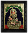 Gold Tanjore Painting of Annapoorani in Golden Saree, Teakwood Frame, She is goddess of food, paintings for wall decors of Restaurants, Hotels, Coffee Shop