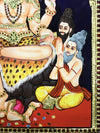 Gold Tanjore Painting of Dhakshinamoorthy, Teakwood Frame, Prayed For Ultimate Awareness, Guru Bhagwan Painting For your new and first Home