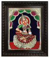 36"x30" 3D Full Embossed Tanjore Painting of Annapoorani, The Hindu Goddess Of Food & Nourishment