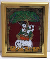 Gopala Krishna Glass Painting With Synthetic Frame
