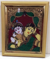 Yashoda Krishna Glass Painting With Synthetic Frame