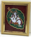 Leaf Krishna Glass Painting With Synthetic Frame
