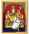 Saraswati2 Glass Painting With Gift Wrap - 8 inch x 6 inch