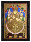 3.5'x2.5' Tanjore Painting of Goddess Lakshmi, Teakwood Frame, Personalized art gift for wedding anniversary of Parents or In-Laws, Rare Artwork Wall Decor