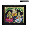 18' Gold Tanjore Painting of Lakshmi Ganesha Saraswati, For Home Temple Room, Puja Room Paintings, Office Anniversary Gift Idea