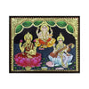 18' Gold Tanjore Painting of Lakshmi Ganesha Saraswati, For Home Temple Room, Puja Room Paintings, Office Anniversary Gift Idea