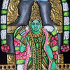 15"x13" Gold Tanjore Painting of Meenakshi Amman, Avatar of Parvati, Goddess of fisher-folks, Southindian Prayer room wall frames, mom-in-law Gifts