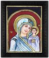 Gold Tanjore Painting of Mother Mary With Baby Jesus, Teakwood Frame, Paintings On Christianity, Personalized Gifts For New House Ceremony