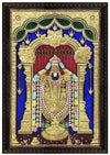 3.5'x2.5' Tanjore Painting of Lord Srinivasa, Southindian Wall Decors For Your House Warming Homam Puja