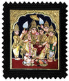 18"x15" Gold Tanjore Painting of Sri Ramarpattabhishekam, Perfect Housewarming Gift