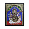 18"x15" Special Tanjore Painting Of Saraswati On Swan, in Semi Embossed (2D) & Direct Leaf Style (Antique), With New Padma Design Teakwood Frame