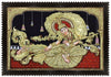 3.5'x2.5' 2D Semi-Embossed Tanjore Painting of Hindu Goddess Saraswati