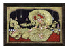 3.5'x2.5' 2D Semi-Embossed Tanjore Painting of Hindu Goddess Saraswati