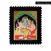 28"x22" Gold Tanjore Painting of Shiva Family With Parvati, Ganesha & Murugan, Perfect Wall Decor For Every Spiritual Family
