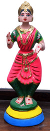11" Tanjore Doll Bharatanatayam Dancer, Paper Mache, With Gift Wrap
