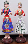 15" Tanjore Doll Pair With Stones, Paper Mache, With Gift Wrap