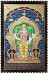 4.5'x3.5' Tanjore Painting Of The Famous Tiruchendur Murugan, Commander Of God's Army To Fight Against Demons & Evil, Son of Lord Shiva Parvati